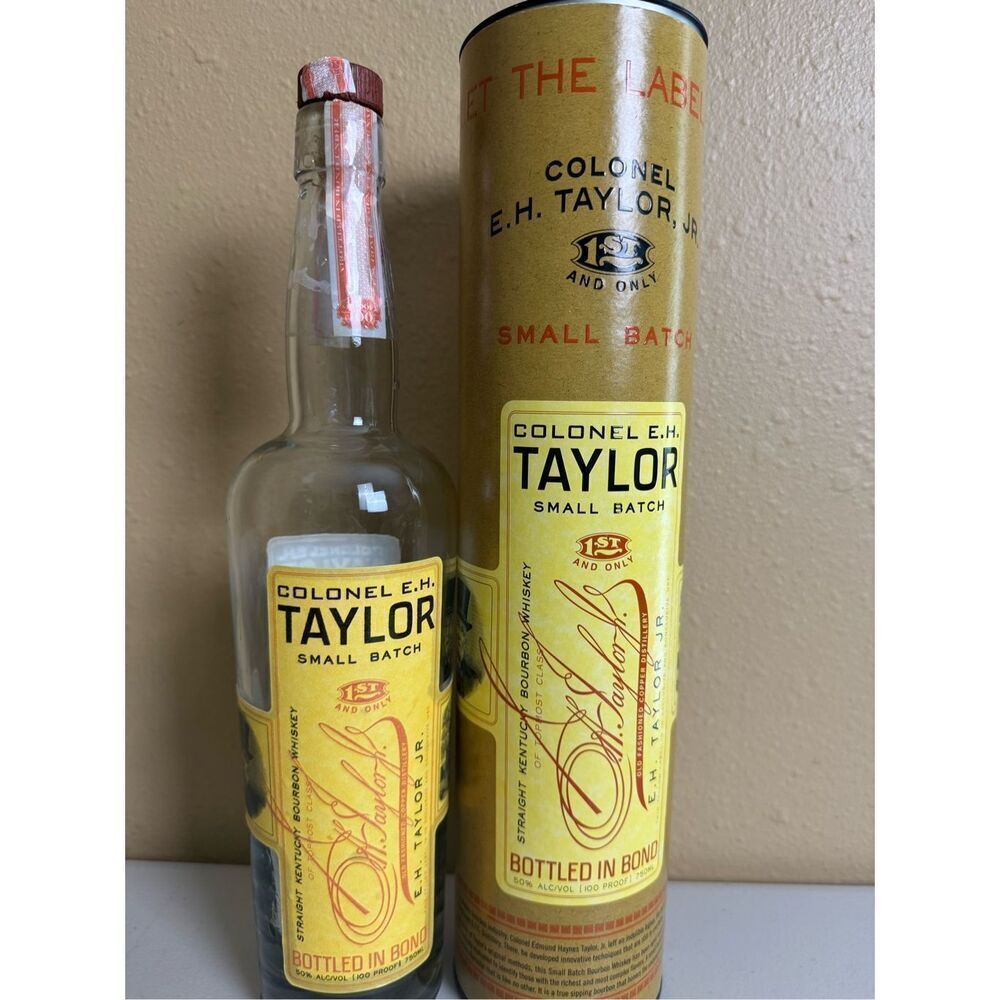 Colonel EH Taylor Small Batch Bourbon Whiskey Bottle and Tube, Empty, EHT